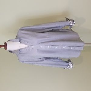 Chico's Long Sleeve Blue/White Stripe  Button Down Shirt, Size 12